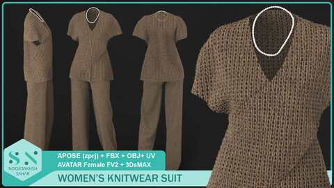 WOMEN'S KNIT SUIT (CLO3D, MD PROJECTS (zprj)+OBJ+FBX+UV+3DsMAX (max))