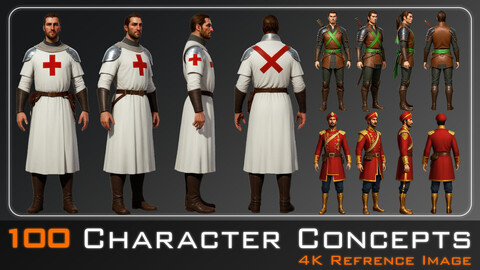 100 Soldiers and commanders character concept (Vol. 26)