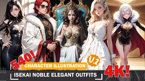 540 Isekai Noble Elegant Outfit Diverse Outfit Character Design Reference Art V2 4K