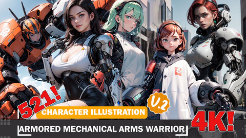 521 Armored Mechanical Arms Warrior Diverse Outfit Character Design Reference Art V2 4K