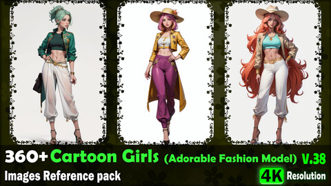 360+ Cartoon Girls (Adorable Fashion Model) Images Reference Pack - 4K Resolution - V.38