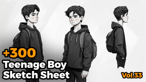 +300 Teenage Boy Sketch Sheet Reference Images(4k)