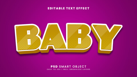 3D Baby. PSD fully editable text effect. Layer style PSD mockup template