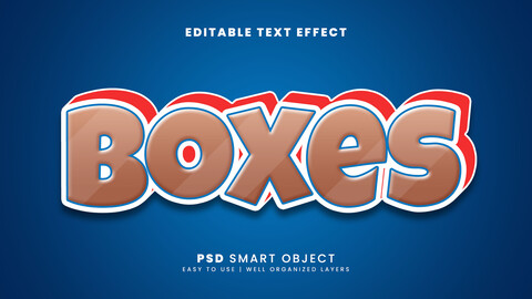 3D Boxes. PSD fully editable text effect. Layer style PSD mockup template