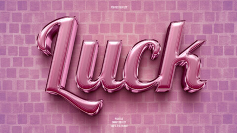 3D luck. PSD fully editable text effect. Layer style PSD mockup template