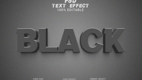 3D Black. PSD fully editable text effect. Layer style PSD mockup template