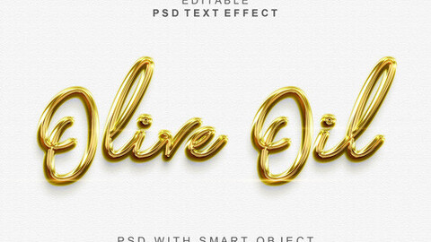 3D Olive Oil 1. PSD fully editable text effect. Layer style PSD mockup template