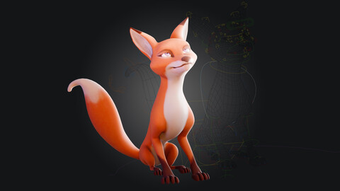 Cartoon Fox for blender Rigged Low-poly 3D model