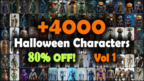 4000 Halloween Characters Reference Pack | MEGA Bundle | 4K | v.1