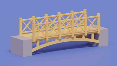 Cartoon Wooden Bridge 3D model