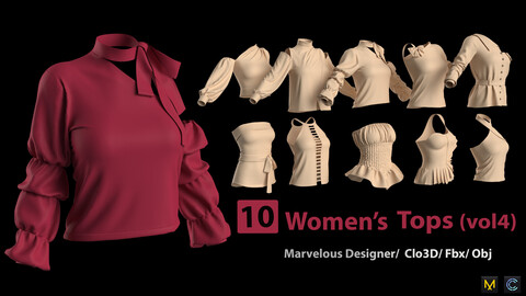 10 women's Tops (vol4)+ Zprj +Obj + Fbx