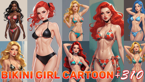 310 Bikini Female Cartoon Style | Reference Images 4K