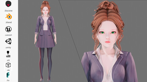 Casual Clothing 0013 - UE5 - Unity - Blender - Animated - Realistic Female Character