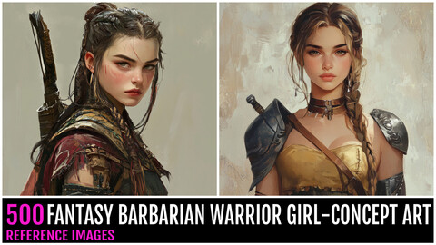 500 Fantasy Barbarian Warrior Girl-concept Art