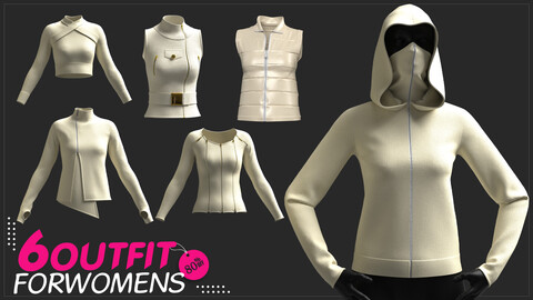 6.models of women's outfit / marvelous & clo3d / OBJ / FBX