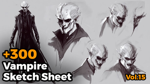 +300 Vampire Sketch Sheet Reference Images(4k)