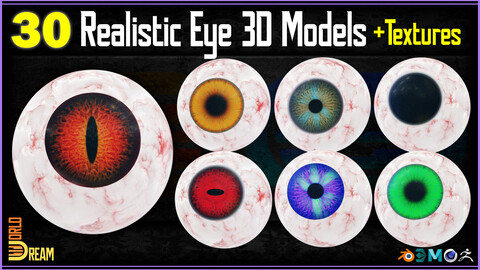 30 Realistic Eye 3D Models with Textures