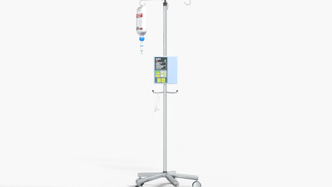 IV Pole Dextrose Drip Stand Medical Low-poly 3D model