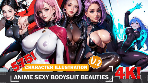 575 Anime Sexy Bodysuit Beauties Diverse Outfit Character Design Reference Art V2 4K