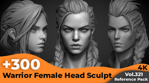 +300 Warrior Female Head Sculpt Reference Images(4k)