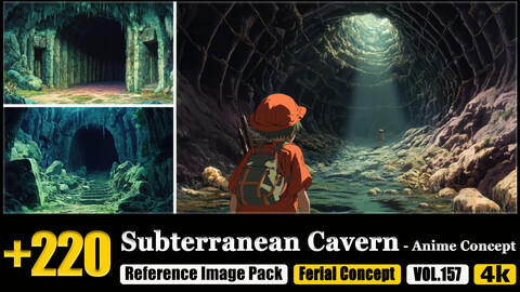 220 Subterranean Cavern - Anime Concept Reference Image Pack v.157 |4K|