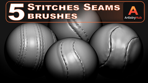 5 Stitches Seams Brushes for Zbrush (COUPON Applied)