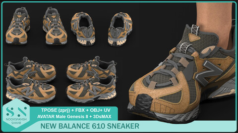 NEW BALANCE 610 SNEAKER (CLO3D, MD PROJECTS (zprj)+OBJ+FBX+UV+3DsMAX (max))