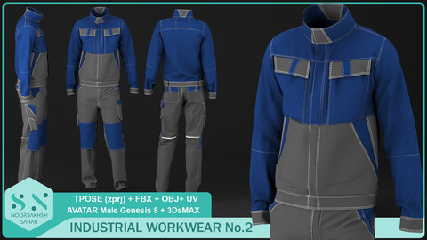 INDUSTRIAL WORKWEAR 2 (CLO3D, MD PROJECTS (zprj)+OBJ+FBX+3DsMAX (max))