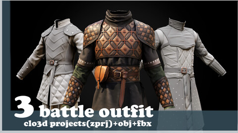 3 battle outfit /clo3d project(ZPRJ)+OBJ+FBX.