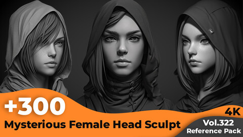 +300 Mysterious Female Head Sculpt Reference Images(4k)