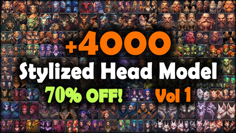 4000 Stylized Head Model Reference Pack | MEGA Bundle | 4K | v.1