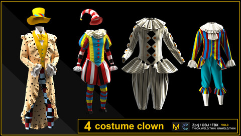 4 COSTUME CLOWN