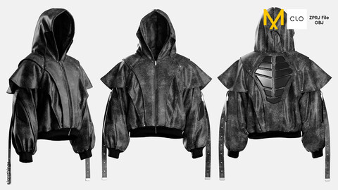 Streetwear Leather Jacket #062 - Clo 3D / Marvelous Designer + FBX / DIGITAL FASHION / HYPEBEAST / FUTURE FASHION