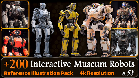 200 Fantasy Interactive Museum Robots Reference Pack | 4K | v.58