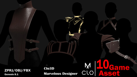 Female Corset Pack / 85%off / Clo3d / Marvelous designer / Project file / Obj / Fbx / Zprj