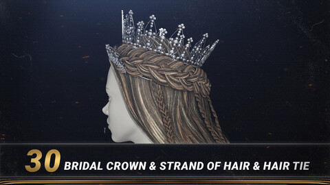 30 Bridal Crown & strand of hair & Hair tie