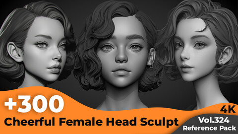 +300 Cheerful Female Head Sculpt Reference Images(4k)