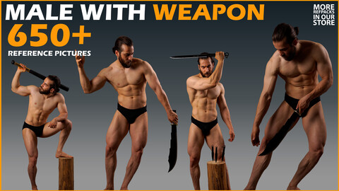 650+ Male With Weapon Poses Reference Pack