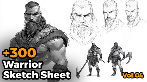 +300 Warrior  Sketch Sheet Reference Images(4k)