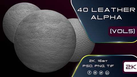 40 Leather Alpha & Brush (Seamless and Tileable - Vol 05)