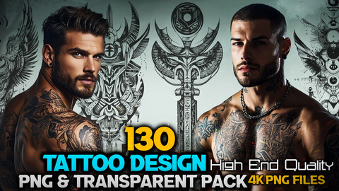 130 Tattoo Design and Print Art( PNG Files )-4K- High Quality