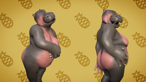 Hippo Woman | 3D Character | VRChat-Ready