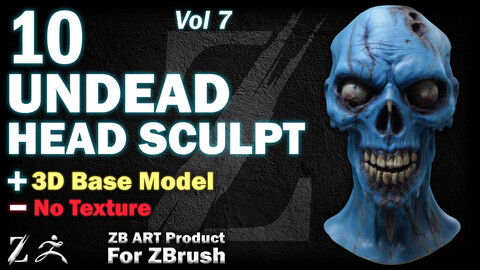 10 ZB ART Undead Head Sculpt (3D Base Model) - Vol 7