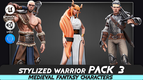 Stylized Warrior Pack 3 - Female And Human Elven - Axe Warrior - #59