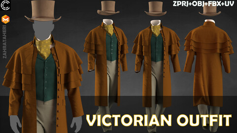 VICTORIAN OUTFIT(Clo3D Project + OBJ +FBX+ UV)