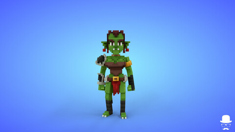 Goblin 2 Voxel Female Character - 3D Lowpoly Fantasy Creature