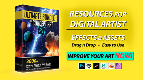 Ultimate Bundle - 3000+ Overlay Effects, PNG and Assets for Concept Art