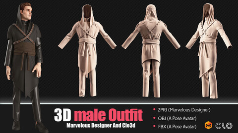 3D Men Outfit (CLO3D, MD PROJECTS+OBJ+FBX)