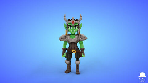 Goblin Female Warrior 4 Voxel Character - 3D Fantasy Creature