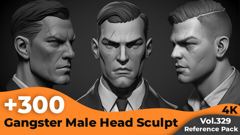 +300 Gangster Male Head Sculpt Reference Images(4k)